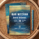 Bar Mitzvah Bold Moderner Typ Gold Foil Türkis Einladung<br><div class="desc">Seien Sie stolz, freuen Sie sich und präsentieren Sie diesen Meilenstein Ihres Lieblings-Bar Mitzvah! Versenden Sie diese coole, einzigartige, moderne, personalisierte Einladung für eine Veranstaltung, an die Sie sich erinnern können. Metallische goldene Pinselstriche und Star of David, zusammen mit fett-weißer Typografie, überlagern einen reichen, türkisfarbenen, blauen Farbhintergrund. Personalisieren Sie den...</div>