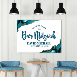 Bar Mitzvah Bold Typografie Türkise Gold Willkomme Poster