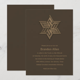 Bar Mitzvah Brown Tones Star von David Einladung