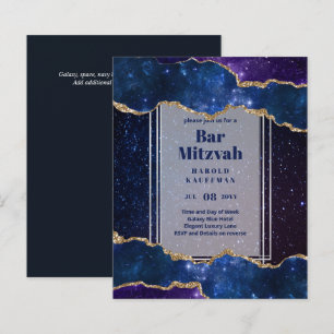 BAR MITZVAH CARDS Celestial Skies Blue Galaxy Gold