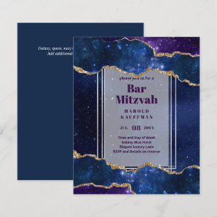 BAR MITZVAH CARDS Celestial Skies Blue Galaxy Gold