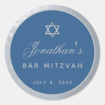 Bar Mitzvah Classic Blue Imitats Silver Gray Scrip