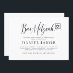 Bar Mitzvah Classic Script Moderne Typografie Einladung<br><div class="desc">Besteht aus spielerischer Schrift und Serifentypografie; Alles vor einem Hintergrund von weißem Hintergrund. 

Entworfen von Select Party Supplies,  exklusiv für Zazzle.

Abrufbar unter:http://www.zazzle.com/store/selectpartysupplies</div>