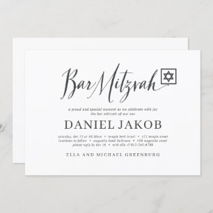 Bar Mitzvah Classic Script Moderne Typografie Einladung