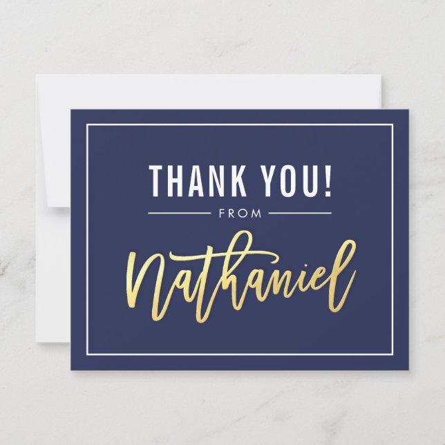 BAR MITZVAH danke dem roten Goldnamen NATHANIEL (Vorderseite)