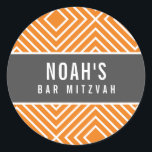 BAR MITZVAH, einfach, modern, geometrisch, grau Runder Aufkleber<br><div class="desc">von kat massage >>> https://linktr.ee/simplysweetpaperie <<<</div>