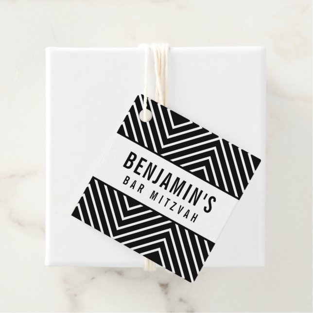 BAR MITZVAH, einfach, modern, gewagt, geometrisch  Geschenkanhänger (Beispiel)