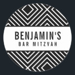 BAR MITZVAH, einfach, modern, gewagt, geometrisch  Runder Aufkleber<br><div class="desc">von kat massage >>> https://linktr.ee/simplysweetpaperie <<<</div>