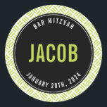 BAR MITZVAH, einfach, modern, schlicht, Limon Runder Aufkleber<br><div class="desc">von kat massage >>> https://linktr.ee/simplysweetpaperie <<<</div>