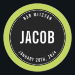 BAR MITZVAH, einfach, modern, schlicht, Limon Runder Aufkleber<br><div class="desc">von kat massage >>> https://linktr.ee/simplysweetpaperie <<<</div>