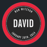 BAR MITZVAH, einfach, modern, schlicht, schwarz, b Runder Aufkleber<br><div class="desc">von kat massage >>> https://linktr.ee/simplysweetpaperie <<<</div>