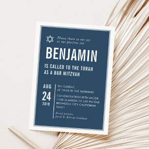 BAR MITZVAH, einfach, modern, typografisch, weiß Einladung