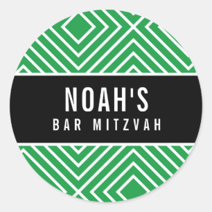 BAR MITZVAH einfache moderne geometrische Kelly-Gr Runder Aufkleber