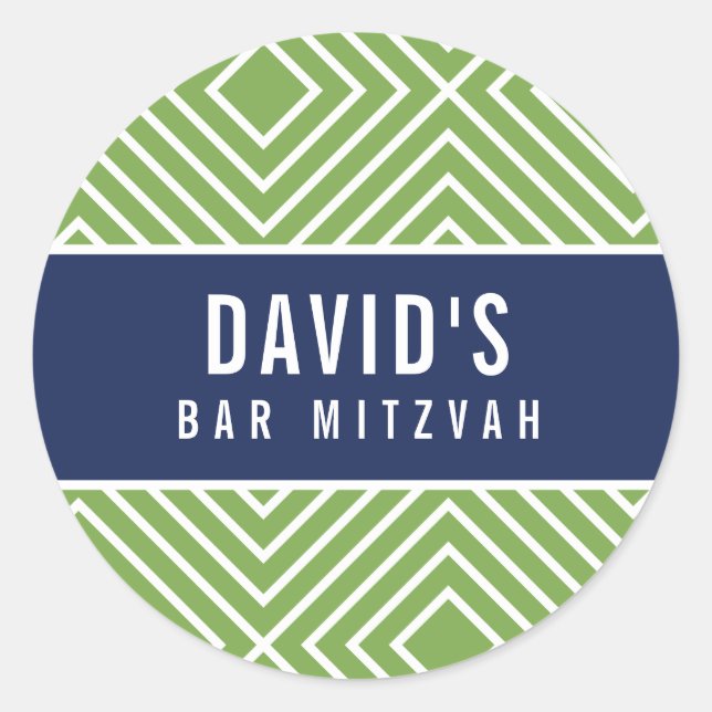 BAR MITZVAH einfache moderne geometrische Marine g Runder Aufkleber (Vorderseite)
