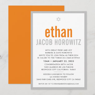BAR MITZVAH Einfache Sterne Moderne Bezeichnung or Einladung