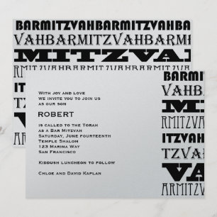 Bar Mitzvah Einladung Cool Metallic Horiz