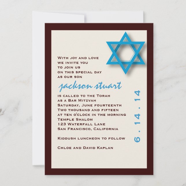 Bar Mitzvah Einladung Jackson (Vorderseite)