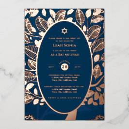 Bar Mitzvah Einladung REAL FOIL Tree of Life Gold