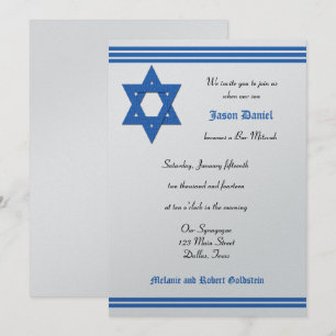 Bar Mitzvah Einladung - Silver Metallic Einladung