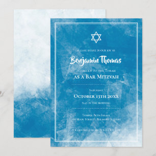 Bar Mitzvah Einladungen  Blue Ombre
