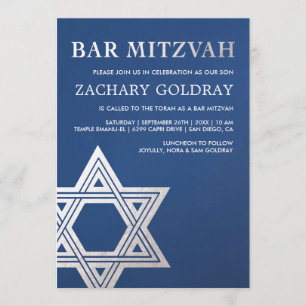 Bar Mitzvah Einladungen  Imitate Silberstreifen-St