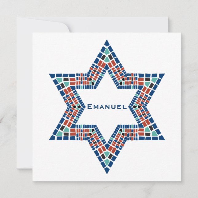 Bar Mitzvah Einladungs-Emanuel-Stern-David-Mosaik Einladung (Vorderseite)