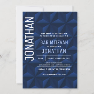 Bar Mitzvah Elegant Navy Star von David Einladung