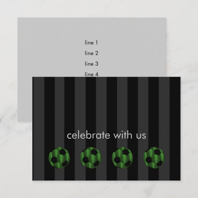 Bar Mitzvah Emerald Green und Black Soccer Ball Einladung (Vorne/Hinten)