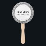 BAR MITZVAH FAN selfie classy glam silver glitter Fächer<br><div class="desc">by kat massard >>> kat@simplysweetPAPERIE.com <<< Awesome and unique party decor for your Bat Mitzvah celebration! The perfect selfie / photo prop accessory!! Setup as a template it is simple for you to add your own details, or hit the customize button and you can add or change text, fonts, sizes...</div>