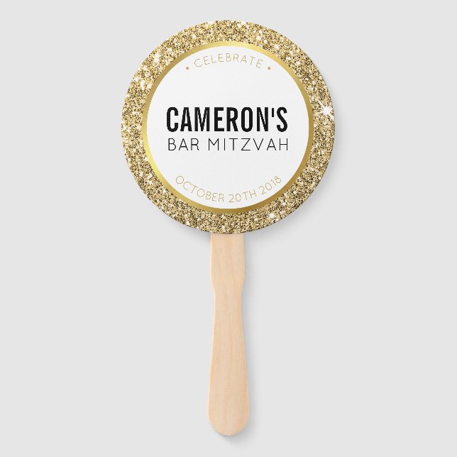 BAR MITZVAH FAN selfie klassischer cooler Glitzer Fächer (Vorderseite)