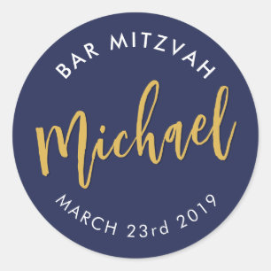 BAR MITZVAH für moderne Marinegolligraphie Runder Aufkleber