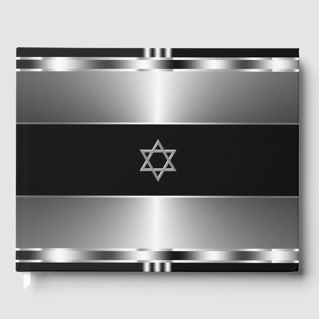 Bar Mitzvah Gästebuch Schwarz und Silber (Vorderseite)