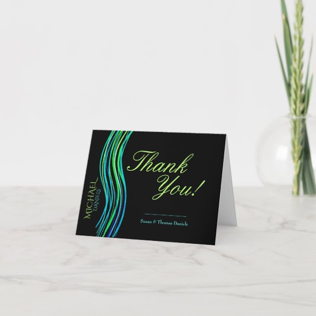 Bar Mitzvah Gebet Shawl Neon Green Vielen Dank Dankeskarte (Vorderseite)