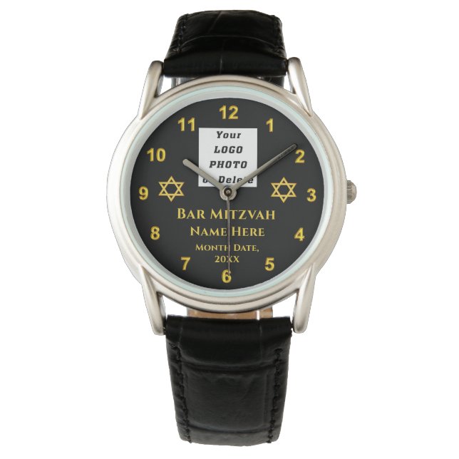 Bar Mitzvah Geschenke für Jungen, individuell anpa Armbanduhr (Vorderseite)