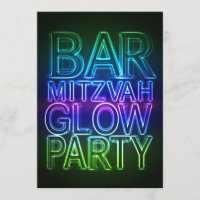 Bar Mitzvah GLOW PARTY Invitation d'anniversaire