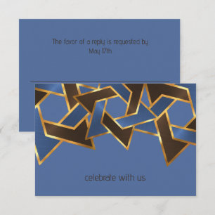 Bar Mitzvah Gold Blue Brown Star von David UAWG Einladung