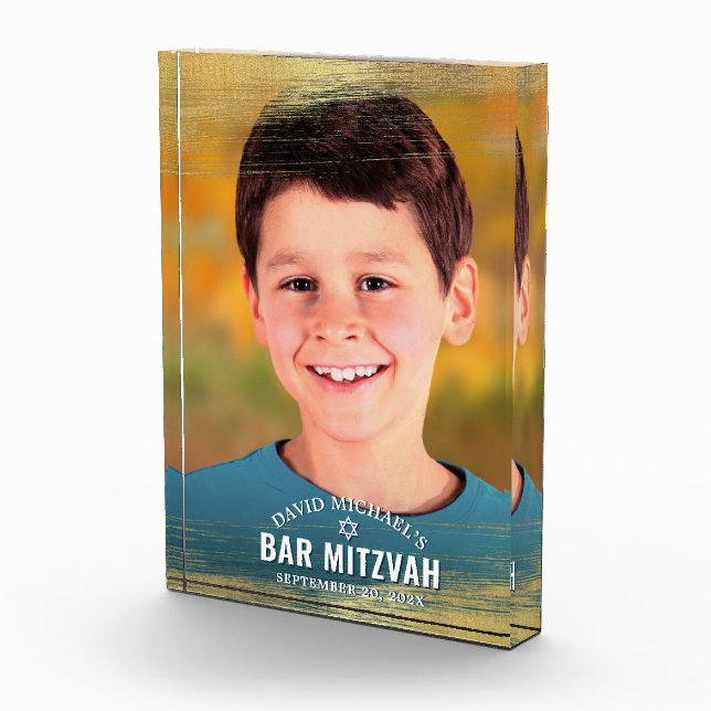 Bar Mitzvah Gold Brush Fett Moderne Typografie Fotoblock (Rechts)