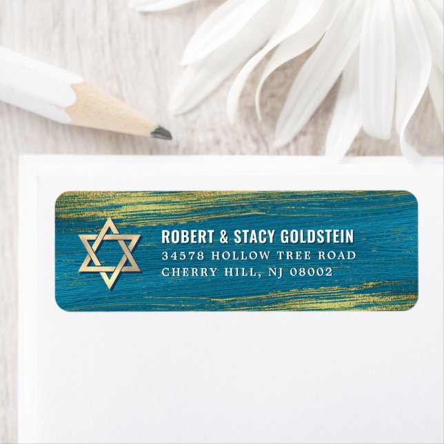 Bar Mitzvah Gold Foil Türkis Rücksendeadresse (Insitu)