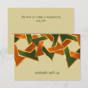 Bar Mitzvah Gold Green Orange Star von David Einladung