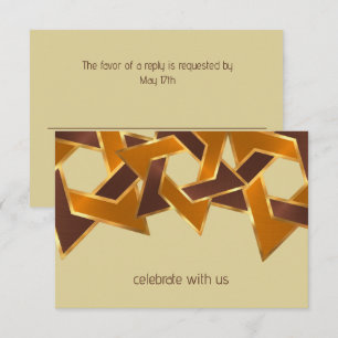 Bar Mitzvah Gold Orange Brown Star von David Einladung