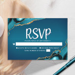 Bar Mitzvah Gold Türkise Ombre Agate Script Bold RSVP Karte<br><div class="desc">Seien Sie stolz, freuen Sie sich und feiern Sie diesen Meilenstein Ihres Lieblings-Bar Mitzvah mit dieser coolen, einzigartigen, modernen, personalisierten UAWG Insert-Karte für Ihre Veranstaltung! Weiße Schrift Typografie überlagert einen tieftürkisfarbenen, aquamarinen, blauen Hintergrund mit türkisblauem Age mit goldenen Adern aus Imitaten. Personalisieren Sie den benutzerdefinierten Text mit dem Datum "Antwort...</div>