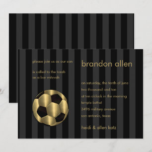 Bar Mitzvah Gold und Black Soccer Ball Einladung