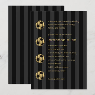 Bar Mitzvah Gold und Black Soccer Ball Einladung