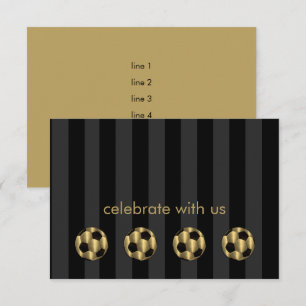 Bar Mitzvah Gold und Black Soccer Ball Einladung