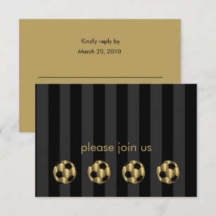 Bar Mitzvah Gold und Black Soccer Ball RSVP Karte