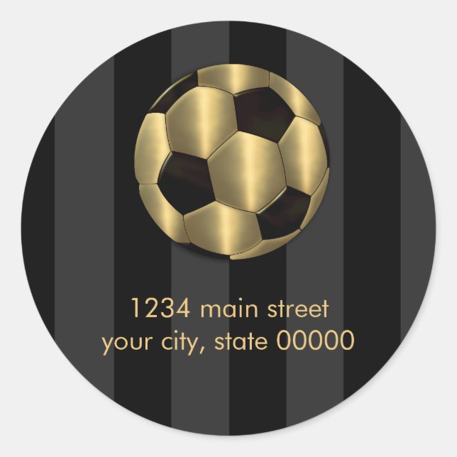 Bar Mitzvah Gold und Black Soccer Ball Runder Aufkleber (Vorderseite)
