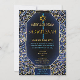 Bar Mitzvah Gold und Blau Einladung