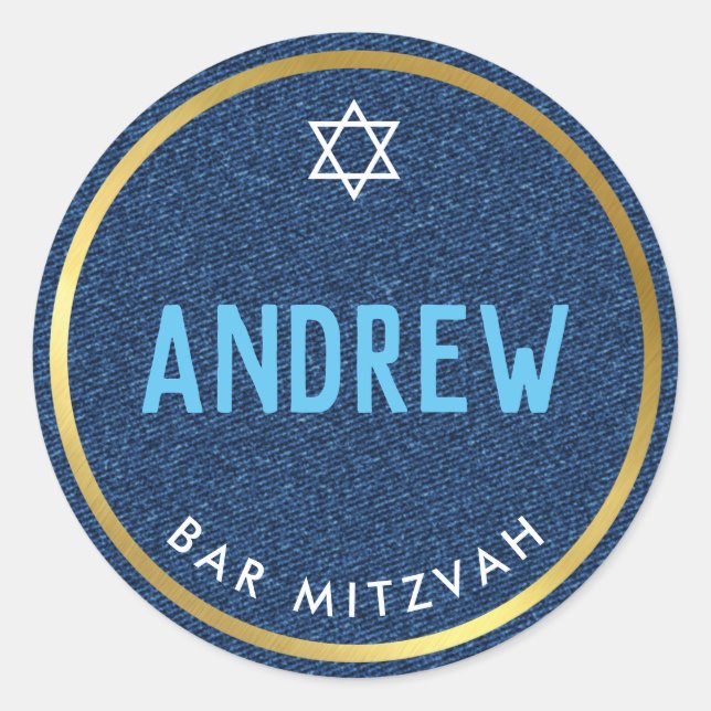 BAR MITZVAH Goldmedaille Runder Aufkleber (Vorderseite)
