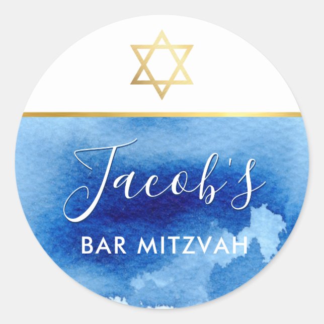 BAR MITZVAH Goldstar Runder Aufkleber (Vorderseite)