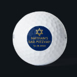 Bar Mitzvah Golf Ball favorisiert Blue Gold<br><div class="desc">Golf Ball Bar Mitzvah Save the Dates and Favors in modernen und minimalistischen Marineblau und Gold personalisiert mit Ihrem Namen und Party Datum und ein Star of David an der Spitze. Hintergrund- und Schriftart-Farben können so geändert werden,  dass sie Ihrem Event-Farbdesign entsprechen. Klicken Sie einfach auf "Weiter".</div>